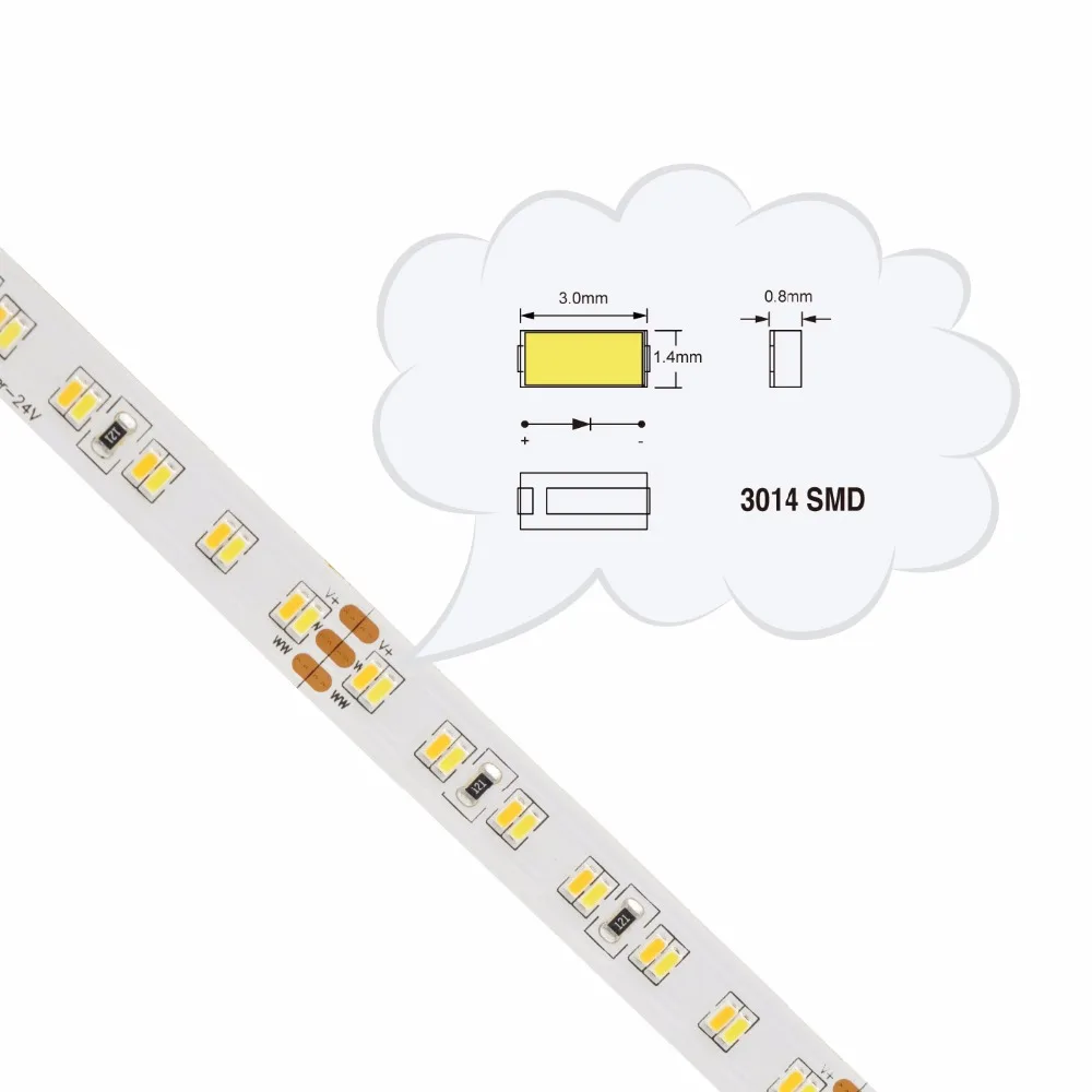 Высокая плотность smd 3014 224 светодиодов/м cct настраиваемая двойная белая