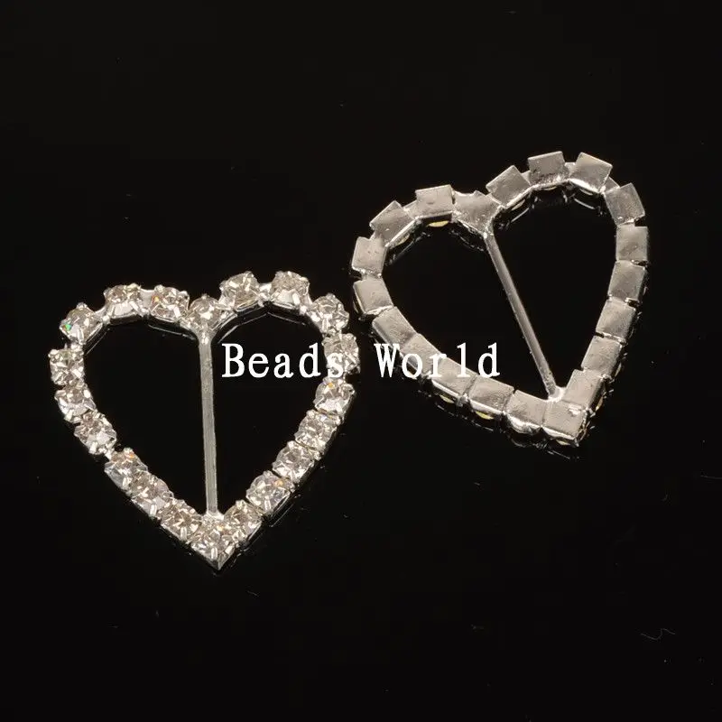 5 шт. пряжки ремня крепеж Стразы в форме сердца для ленты с ползунком DIY