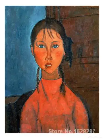 Картина от Amedeo Modigliani арт девушка с косичками около высокого качества Ручная