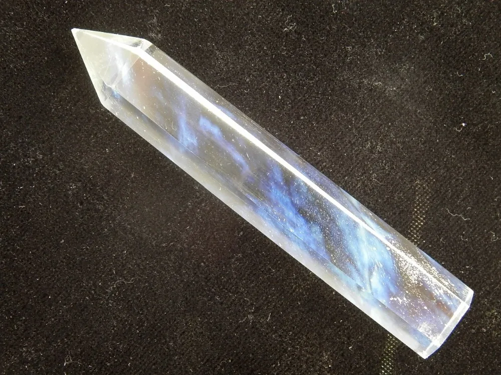 

95mm Yellow blue SMELT QUARTZ CRYSTAL WAND POINT HEALING