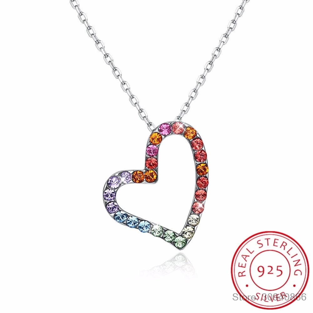 Женское Ожерелье с кристаллами LEKANI кулон в виде сердца серебро 925 пробы подарок