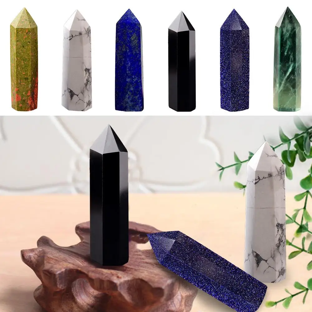 

Natural Crystal Fluorite Quartz Stone Point Healing Hexagonal Wand Stone Hexagonal Raw Gemstone Decoration 5.5-7.5CM