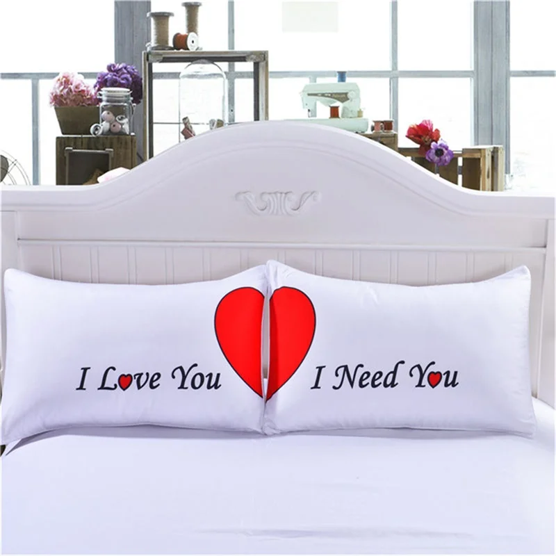 1 пара наволочек на кровать из микрофибры ADQKCLY с принтом Love и надписью Sham 50*75 см/50*90