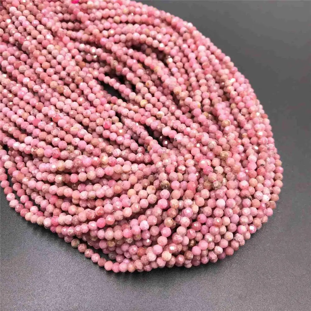 

Micro pink Rhodonite Beads Natural Stone Beads Rhodochrosite 3mm Section Loose Beads pink spacer gem beads for Jewelry Making