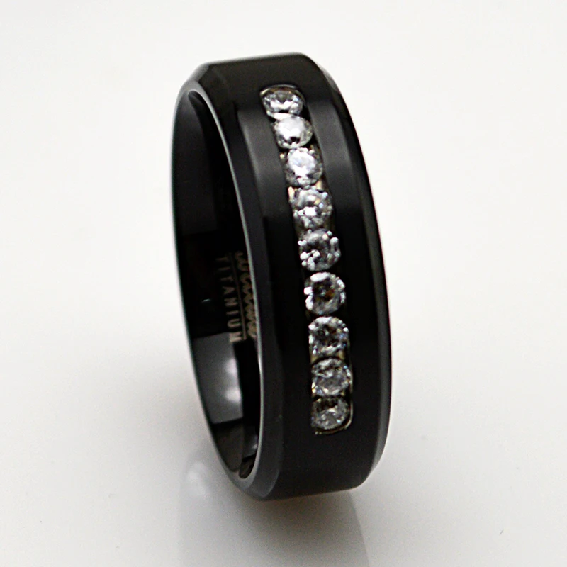 Черное титановое кольцо 8 мм для женщин и мужчин обручальное из титана свадьбы