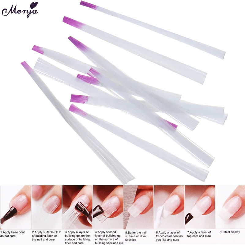 Monja 10Pcs Professional Fiberglass Nail Art Extension Silk Acrylic Tips Form Fibernails DIY Manicure Tools | Красота и здоровье