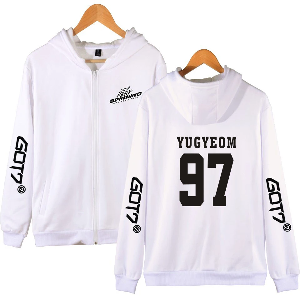 LUCKYFRIDAYF GOT7 WORLD TOUR KEEP SPINNING 2D Print Zipper Hoodies Sweatshirt Cute Women/men Fashion Zippers | Мужская одежда