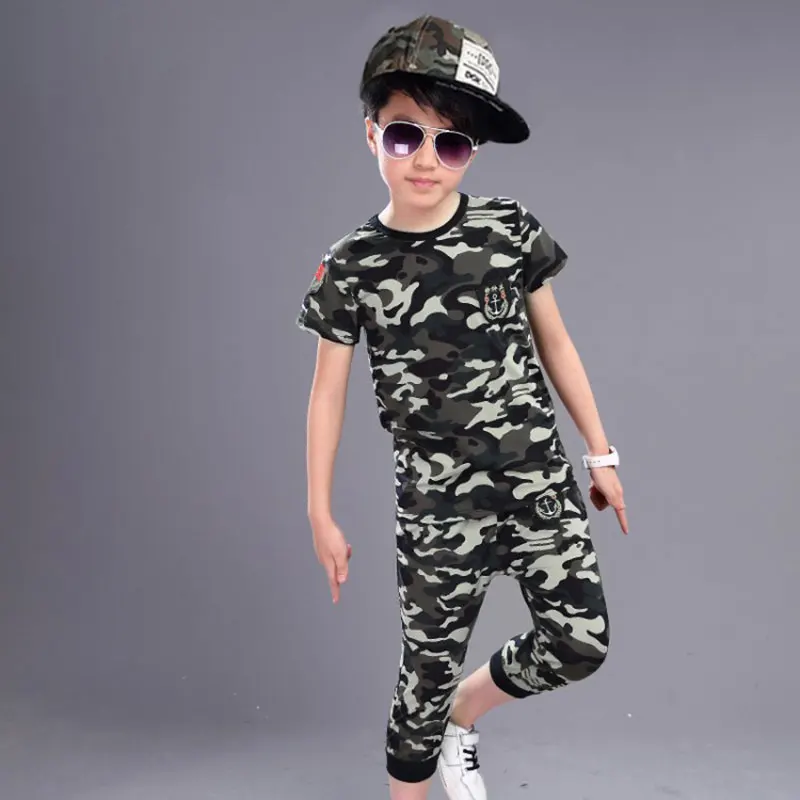 2018 Hot Sale Summer Baby Boy Camouflage 2pcs Sets T-shirt+ Pant Short Sleeved O-neck Suit Sportswear Kids Clothes |