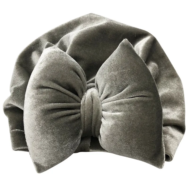 D1019 gray Платье для маленьких девочек головной убор в индийском стиле Дети тюрбан шапочки с бантом, осенняя одежда для детей ясельного возраста в богемном стиле бархатная шапка детская теплая Шапки D1019 - Цвет: D1019 gray