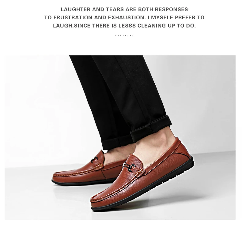 new fashion men's shoes casual genuine leather loafers male brown black slip on shoe man comfortable driving shoes for men