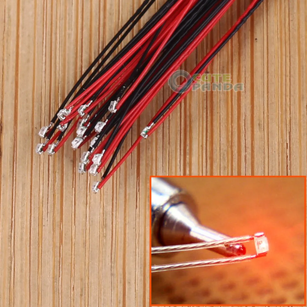 T0402 20 шт предварительно припаянные микро литц Проводные провода Красный SMD Led 0402 теплый белый/яркий белый/красный/зеленый