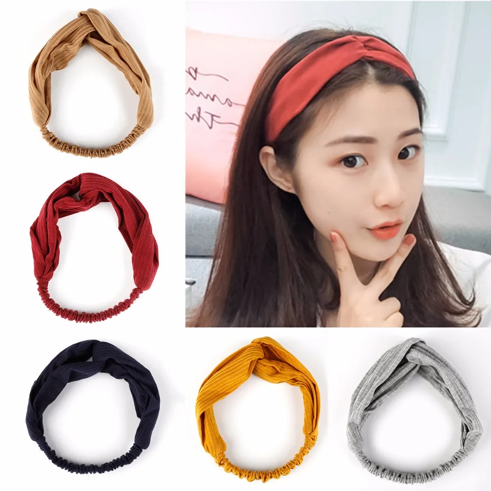 Модные женские туфли узел цветок оголовье крест эластичная чалма Hairband