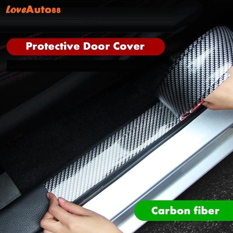 

Car styling Carbon Fiber Rubber Door Sill Protector Cover Trim Car Accessories For Subaru Forester SF SG SH SK SJ 2021 2019 2020