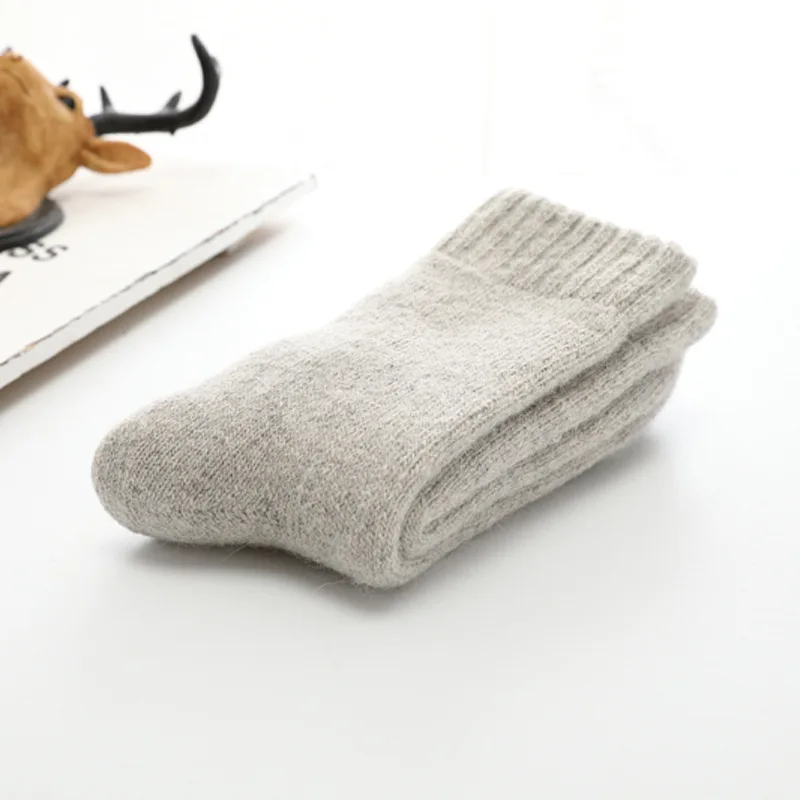 Beige socks 02 Мужские супер толстые однотонные носки с изображением кролика, зимние носки для скейтборда, зимние теплые забавные мужские носки - Цвет: Beige socks 02