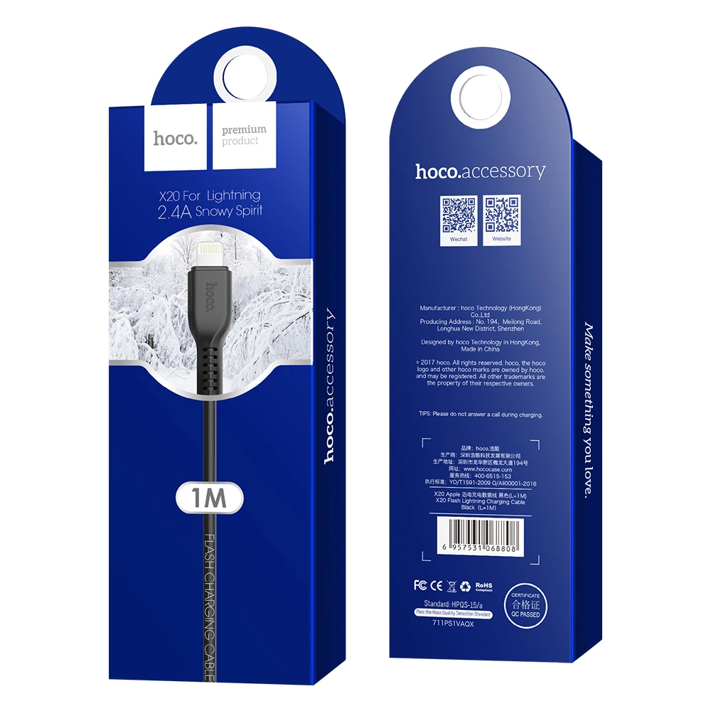 USB кабель Hoco для iPhone 11 12 Pro MAX Mini 2A провод быстрой зарядки телефона шнур XS Max XR 7 8 Plus