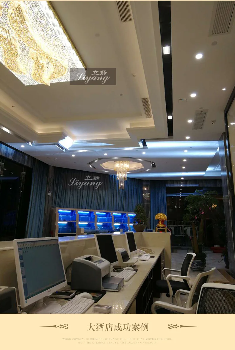 Роскошная прямоугольная благоприятная хрустальная лампа лобби отеля коридора