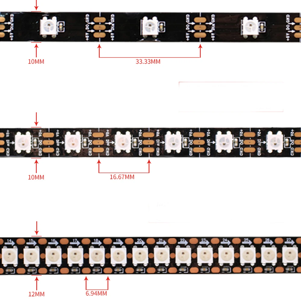 WS2812B Светодиодная лента WS2812 IC 5V 30/60/144 светодиоды индивидуально адресуемые Мечта