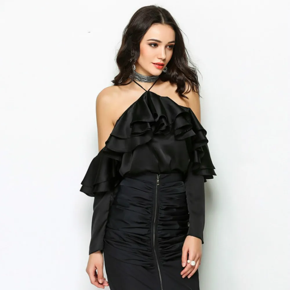 Блузка женская с открытыми плечами на бретелях рукавом бабочкой|off shoulder top|shoulder off