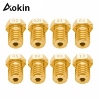 aokin extruder nozzle for 3d printer for e3d v5 v6 m6 threaded nozzle 0 25 0 3 0 4 0 5 0 6 0 8 1 0mm for 1 75mm 3 0mm filament
