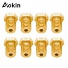 Насадка Aokin для экструдера для 3D принтера, для E3D V5 V6 M6, Резьбовая насадка 0,25 0,3 0,4 0,5 0,6 0,8 1,0 мм для нити 1,75 мм 3,0 мм