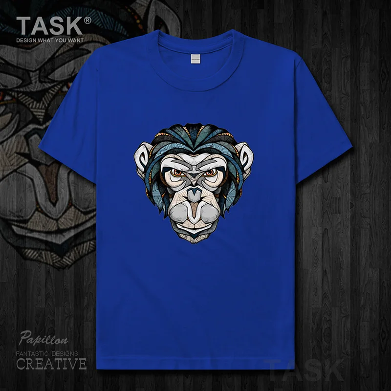 

Monkey illustration animal pattern zodiac personality creative print cotton Men T-shirt short sleeve clothes Streetwear new 0002