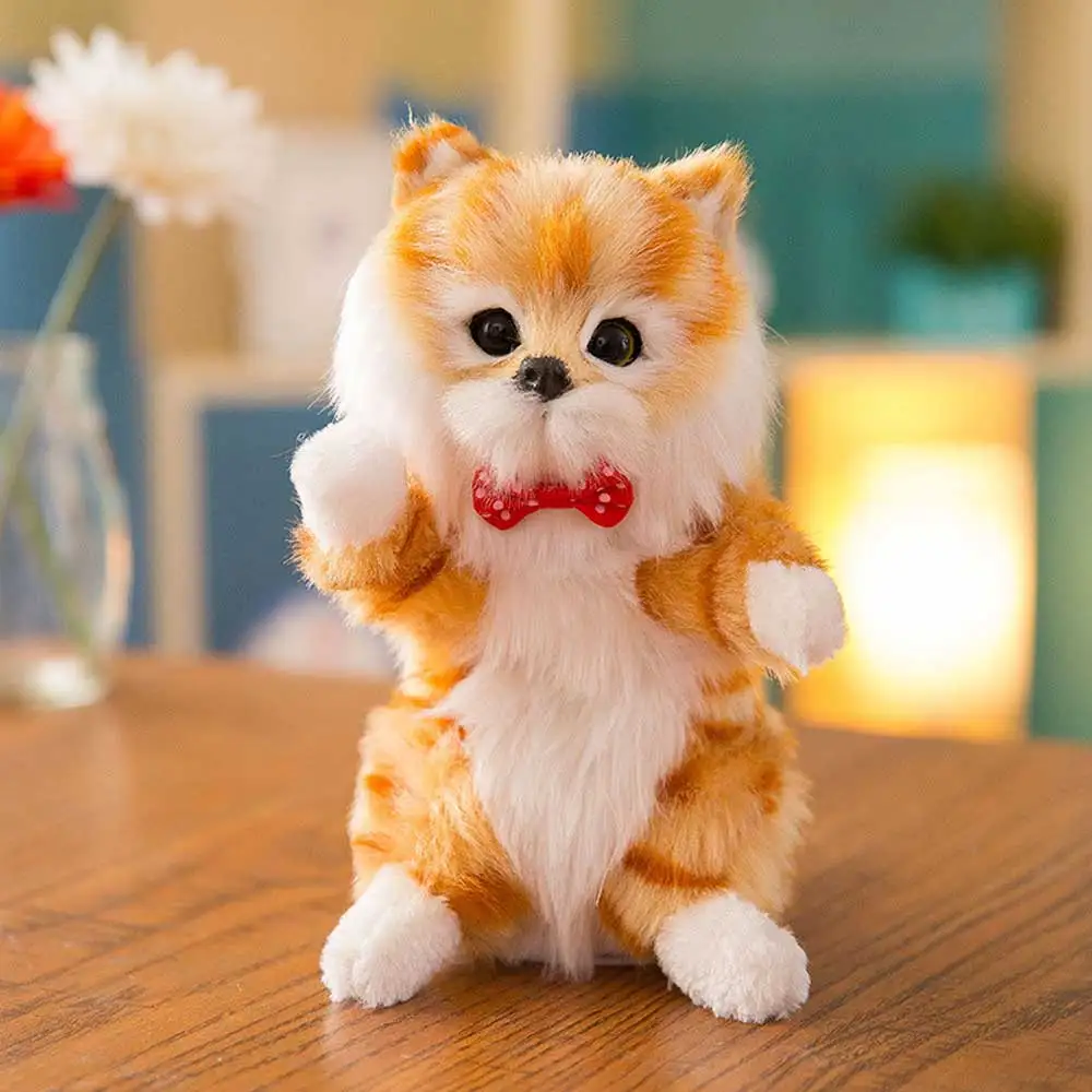 Yellow Звуковое управление электронный Кот робот кошка игрушка электронный плюшевый питомец говорящая игрушка котенок игрушки для детей подарки на день рождения - Цвет: Yellow