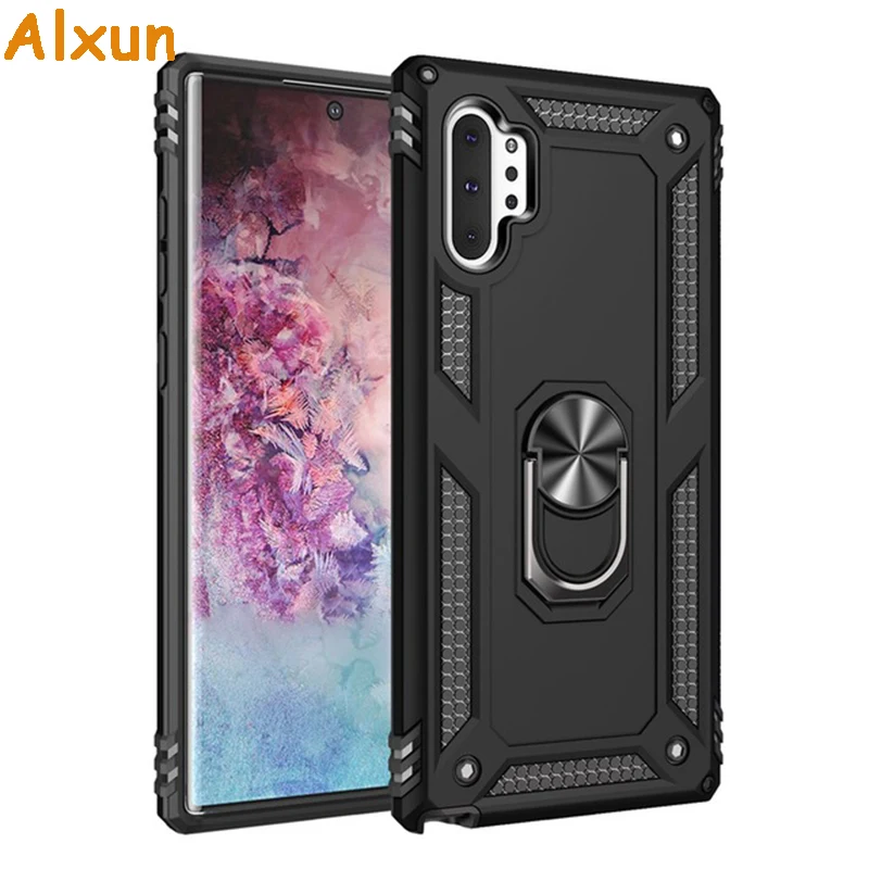 Alxun для samsung Galaxy Note10 Plus чехол люкс Kickstand Mobiele Telefoon Cover Met Vinger Ring задняя крышка Note 10 + |