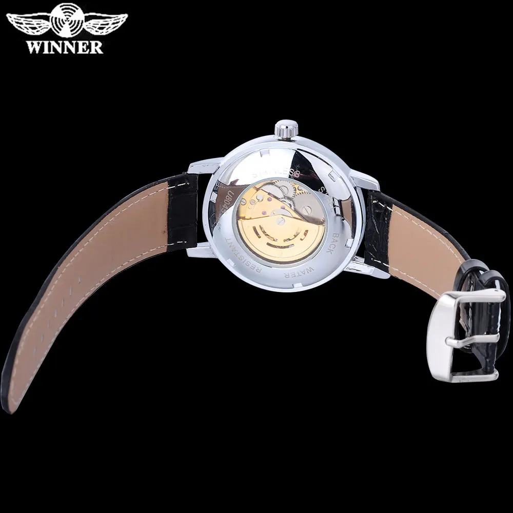 Мужские часы WINNER новые модные и повседневные с изображением скелета