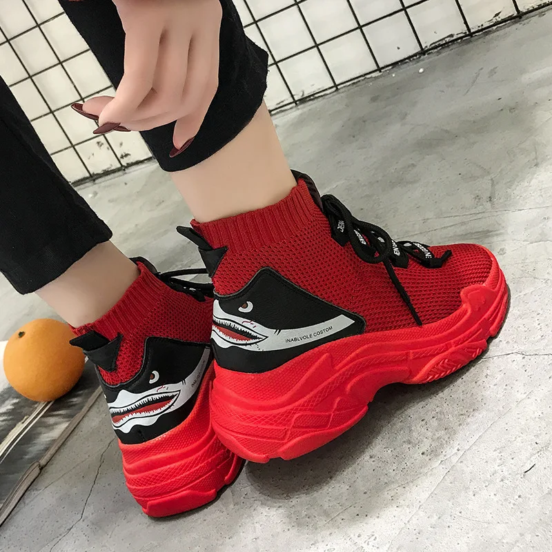 Новинка 2019 года высокие носки в Корейском стиле эластичная обувь на толстой