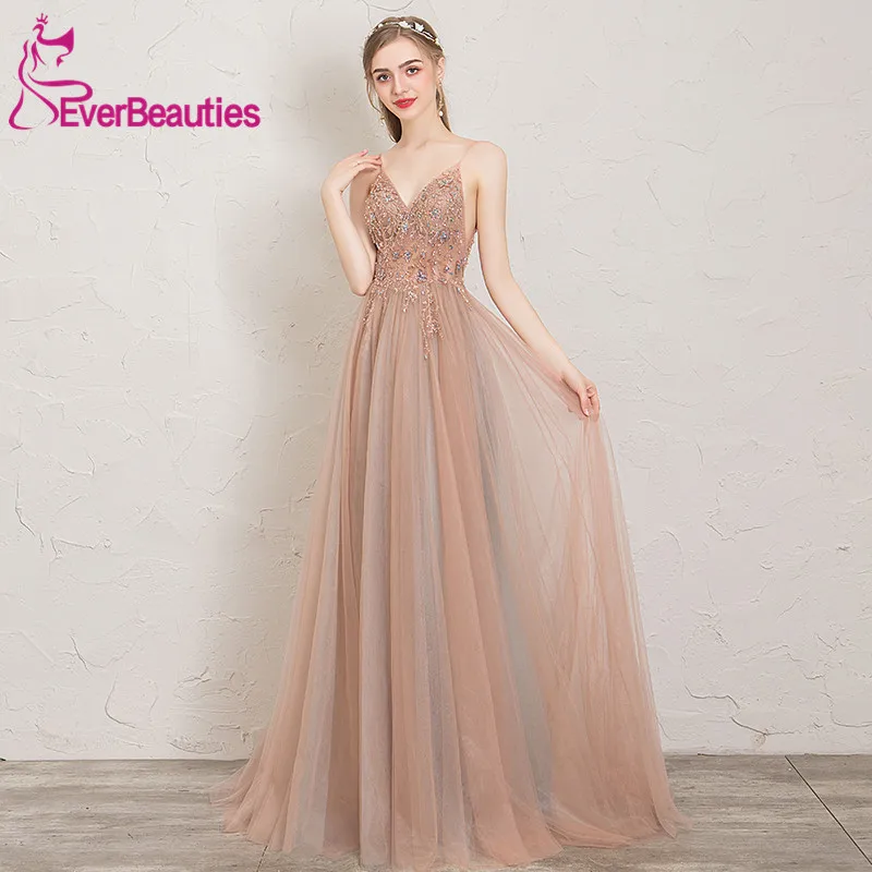Женское вечернее платье роскошное длинное Тюлевое с V-образным вырезом