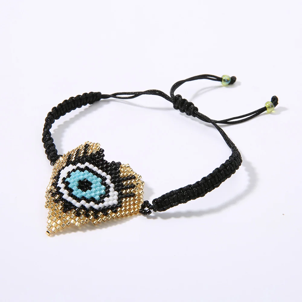 MI-B0055B-P Rttooas Miyuki бусины браслет Evil Eye для женщин сердце Форма браслет возлюбленной ручной работы дружбы ювелирные изделия дропшиппинг - Окраска металла: MI-B0055B-P