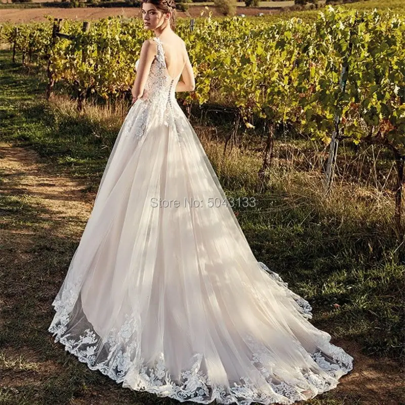 Женское винтажное свадебное платье цвета шампанского с V-образным вырезом и