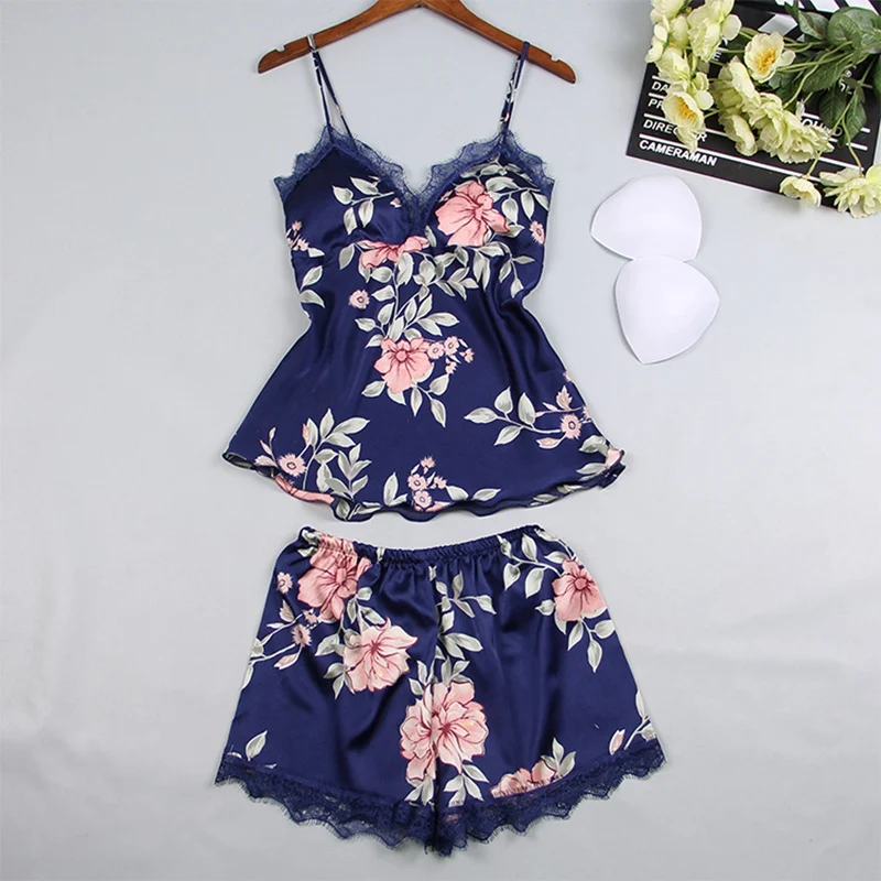 Pajamas Set Атласный пижамный комплект с цветочным принтом, большой размер, банный халат для женщин, ночное белье, сексуальное кружевное белье, одежда для сна, халат с длинным рукавом, одежда для сна - Цвет: Pajamas Set
