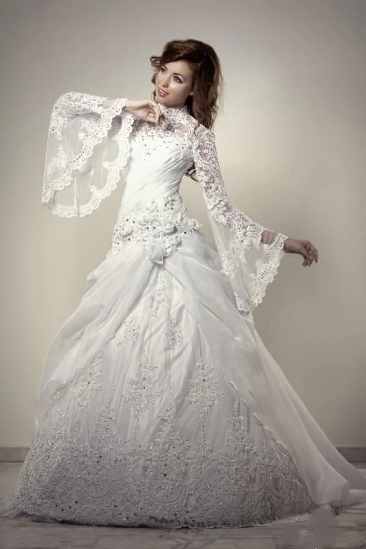 Muslim Wedding Dresses turkey Ball Gown High Neck vestido de noiva Arabic Robe Mariage 2017 | Свадьбы и торжества
