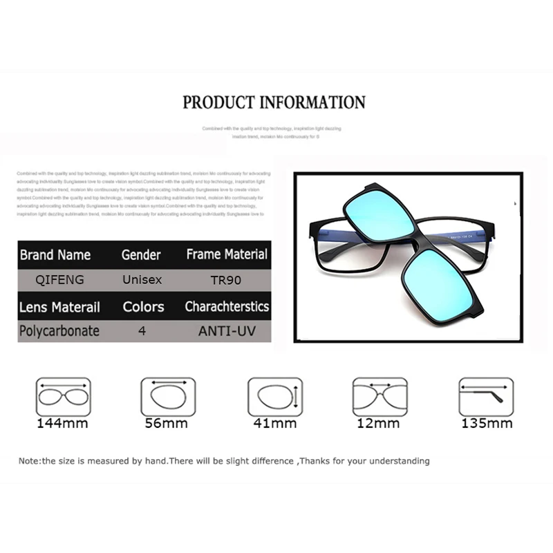Optical Eyeglasses Frame Men Women With Clip On Magnets Polarized Sunglasses Myopia Eye Glasses Spectacle Frame QF053