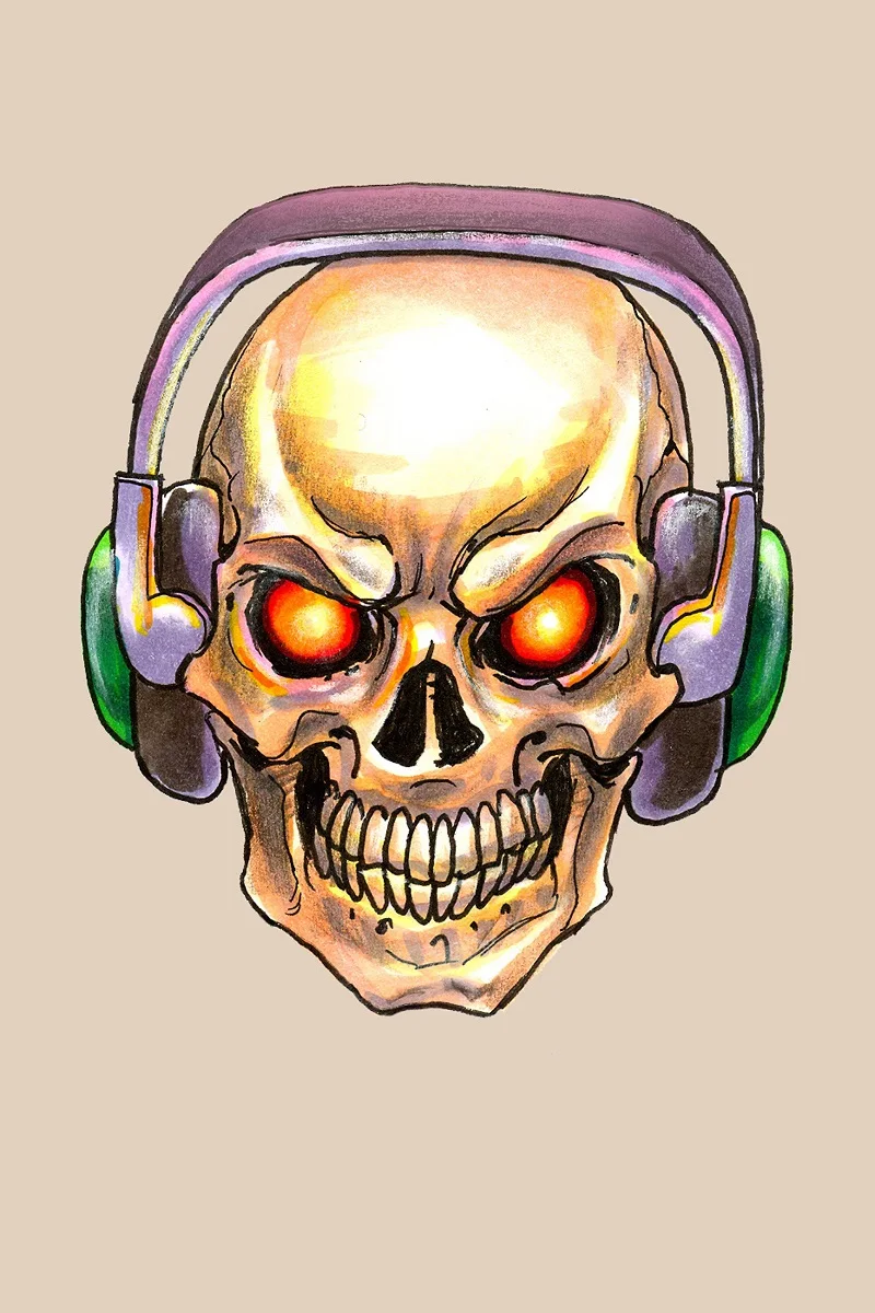 

custom print fabric poster minimalism skull sake headphones PMC700 for wall decor room decor home decoration (frame available)