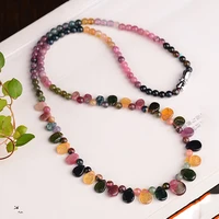 wholesale joursneige tourmaline natural stone necklace with raindrop pendant princess necklace for women birthday gift jewelry