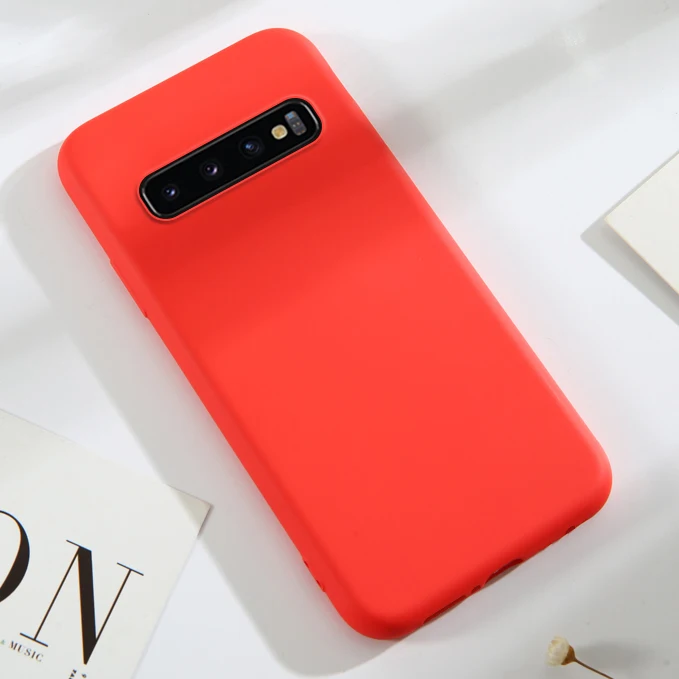 Жидкий силиконовый резиновый чехол для samsung Galaxy A10 A20 A30 A50 A70 A7 J4 J7 плюс M10 M20 Note 8 9 S10 Lite S8 S9 плюс S7 - Цвет: Красный