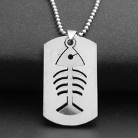 gift stainless steel double layer fish bone charm necklace detachable fish bone sea bottom animal bone necklace jewelry