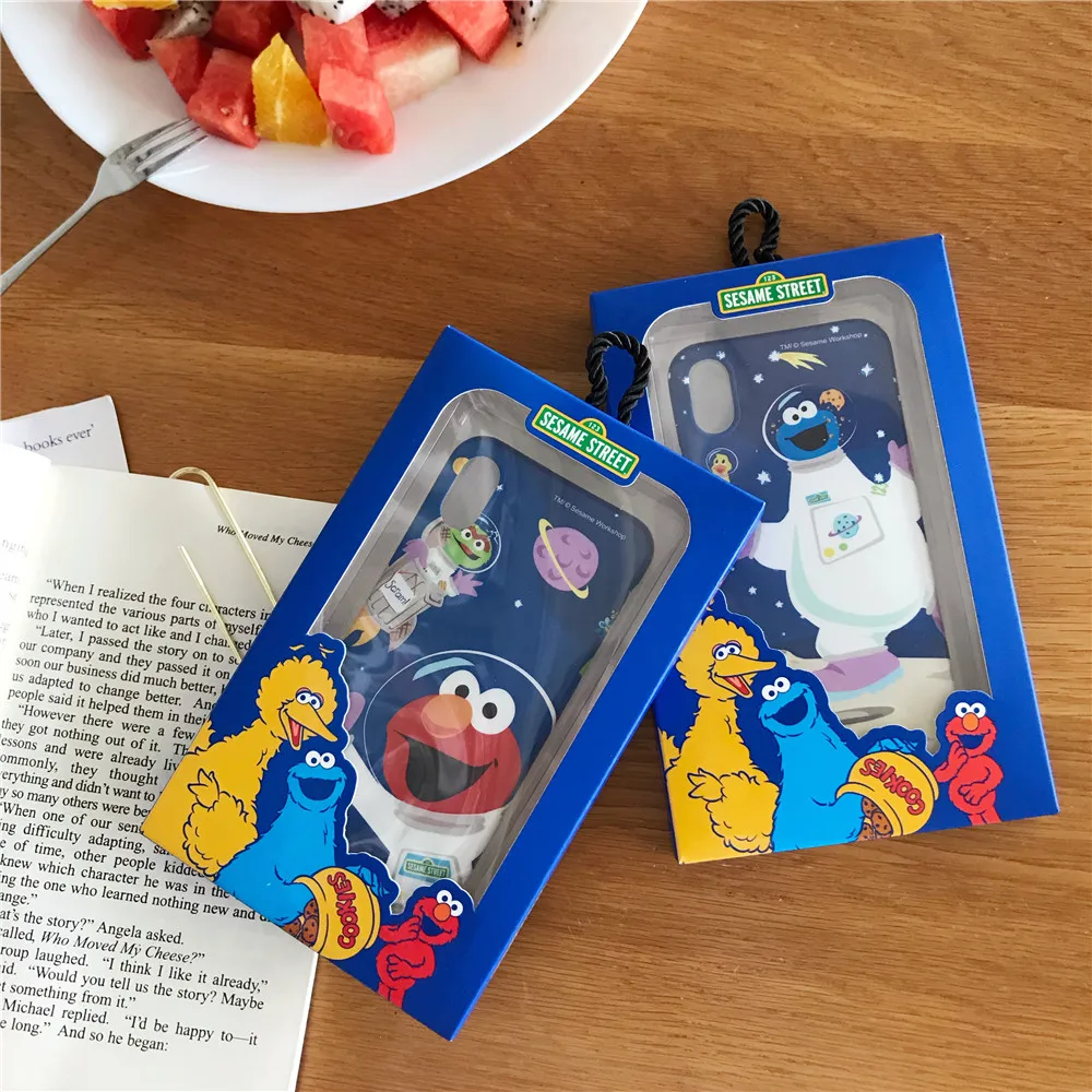 Marchcover for iPhone X XS XR MAX 8 7 6s plus Cute Cartoons outer space Sesame Street Elmo Case Soft TPU Matte cover Funda |