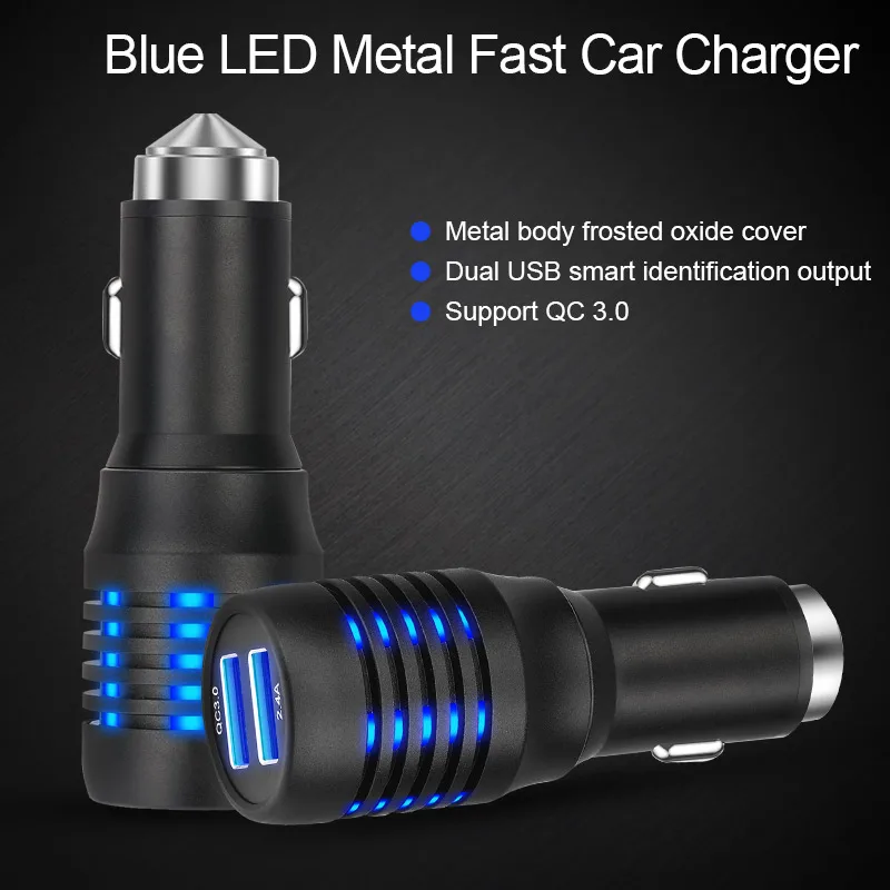 2017 новые 5 В 2.4A безопасности молотка Быстро Dual USB Автомобильное зарядное