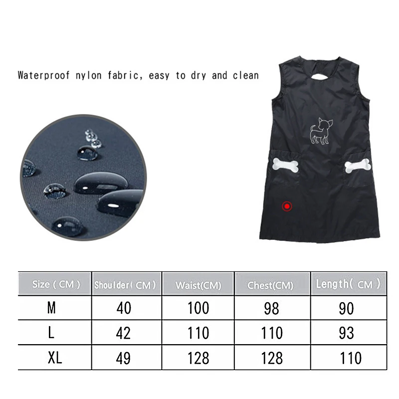 Nylon Dog Cat Grooming Apron with Pockets Waterproof Puppy Black Beautician Smock Clothes Pets Grooming shop dogs Accessories