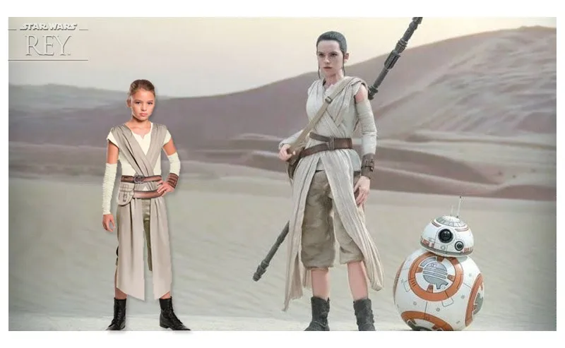 Ребенок Рей Звездные войны костюм Новинка года The Force Awakens Необычные девушки классический фильм персонаж Карнавал косплей костюм на Хэллоуин