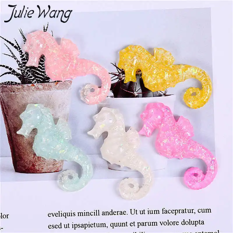 Прозрачные Подвески Julia Wang 20 шт. из смолы с рисунком морской лошадки для