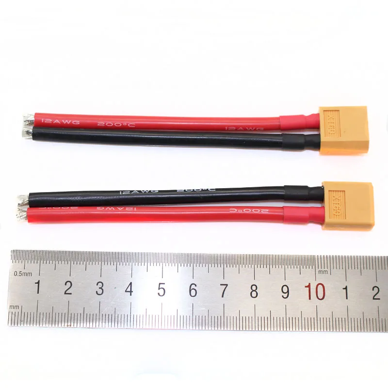 20 шт./лот XT60 Мужской разъем в 12AWG мягкий силиконовый провод кабель для RC Lipo батареи