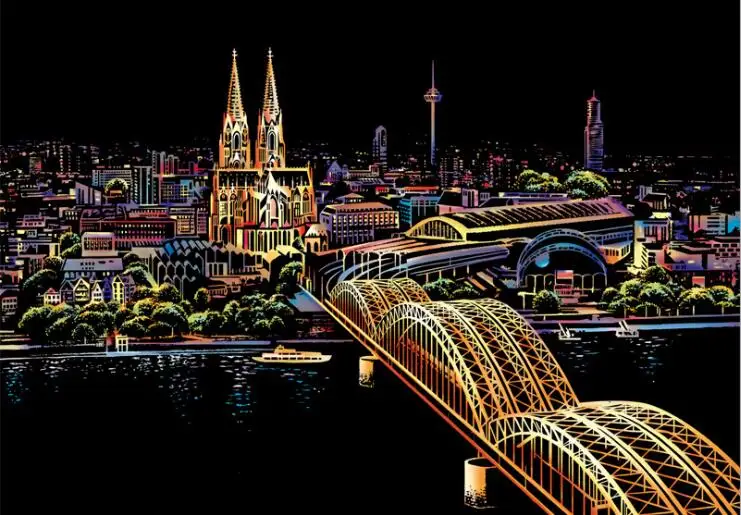 Cologne Cathedral Скребковая живопись декоративная живопись Рисование царапин Бумажный мир фотографии с достопримечательностями дома украшения подарки на день рождения - Цвет: Cologne Cathedral