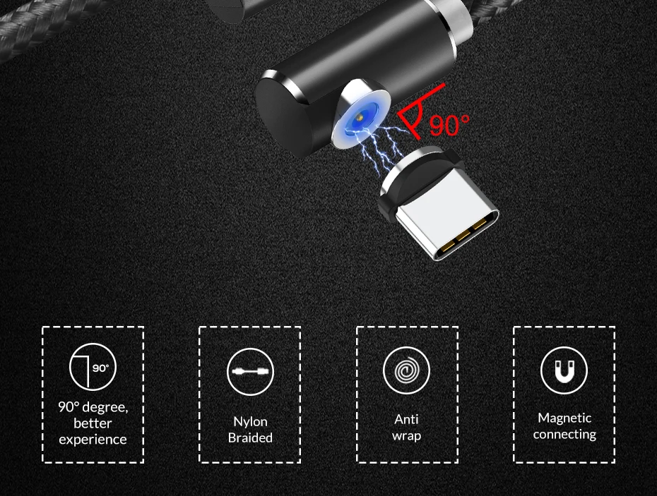 TOPK AM51 Magnetic USB Cable for iPhone Charger Micro Usb Type C for Samsung Galaxy S9 S8 Plus Note USB C Charger Cable