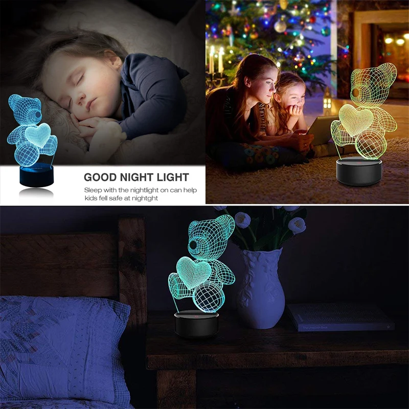 3D Night Light Touch Led Table Lamp 7 Color Changing Optical Illusion For Kids Gift Xmas Holiday Party Desk | Лампы и освещение
