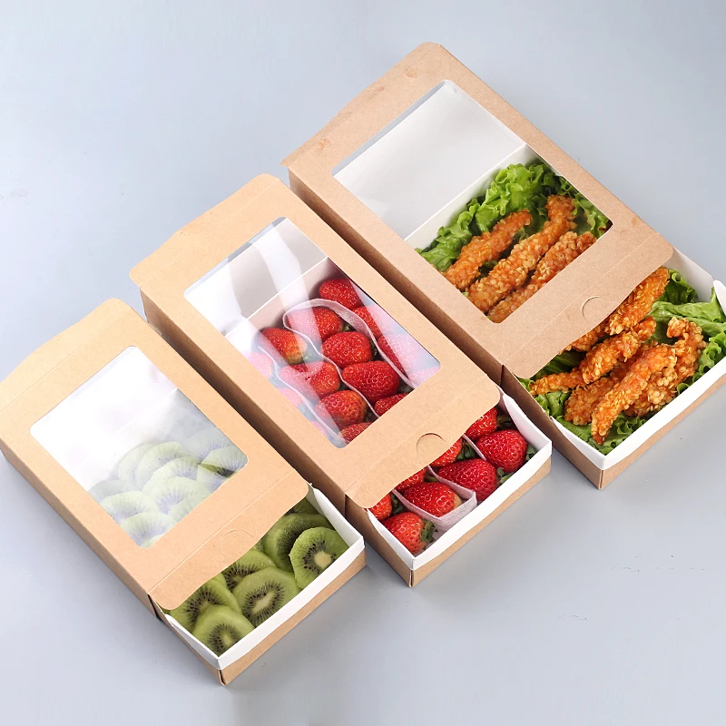 20 шт одноразовые упаковочные коробки для салатов крафт бумага Push pull Bento чехлы на