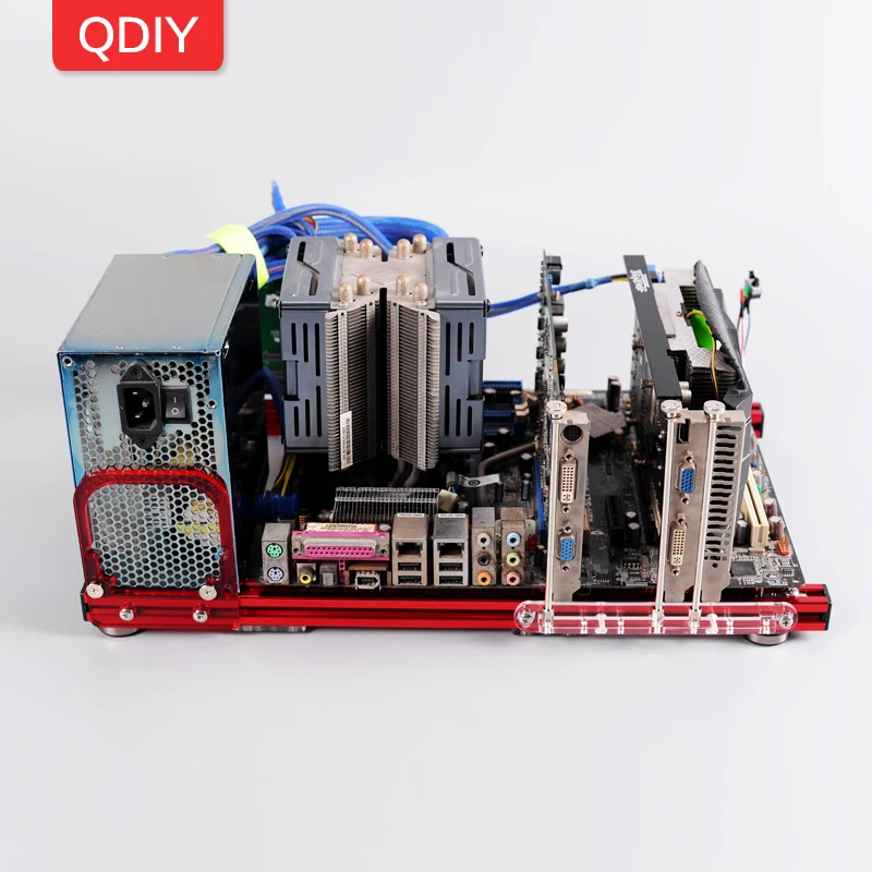QDIY PC-JMK6 ATX алюминиевый сплав горизонтальный Полный открытый летний медведь охлаждения чехол для компьютера шасси ПК материнская плата Рамка Кронштейн